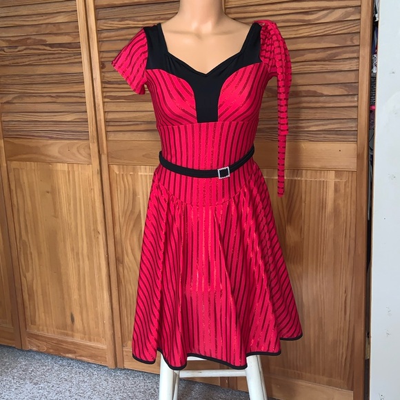 Curtain Call jazz tap dance dress full leotard bottom red stretch Lycra MEDIUM - Picture 1 of 11